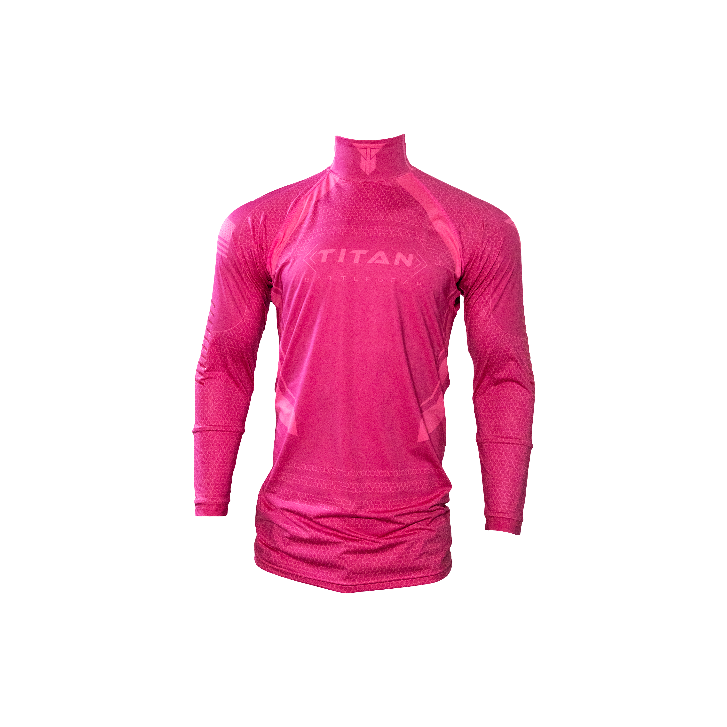 front mockup of Titan Battlegear hockey neck guard shirt in pink