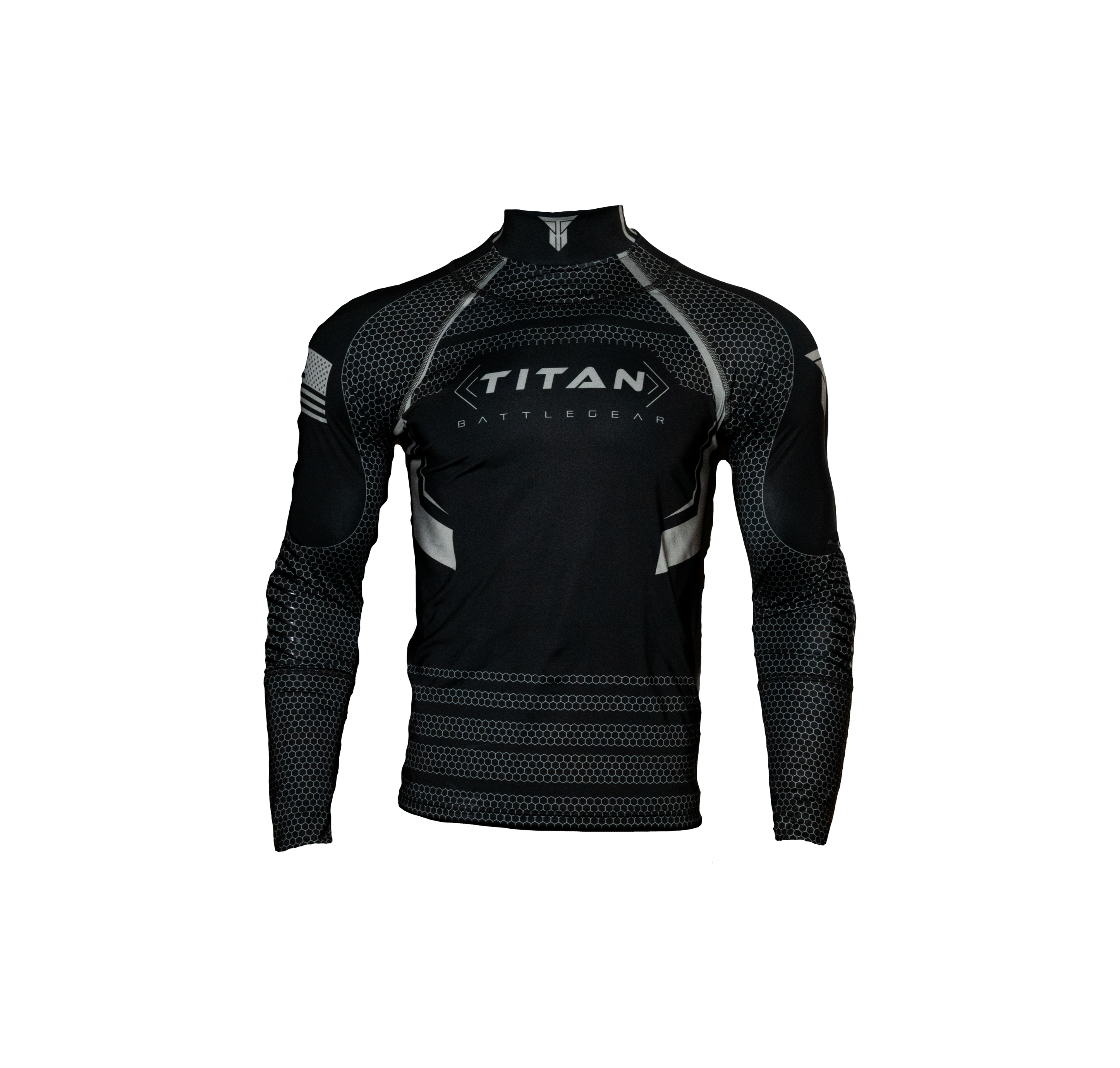 front mockup of hockey shirt with neck guard in black