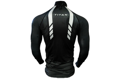 Back mockup of hockey shirt with neck guard in black
